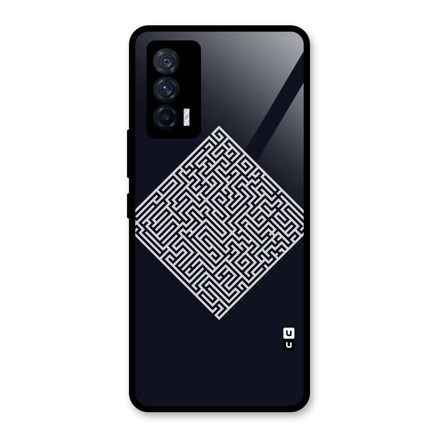 Minimal Maze Pattern Glass Back Case for Vivo iQOO 7 5G