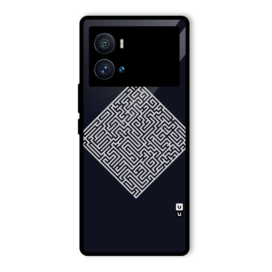 Minimal Maze Pattern Glass Back Case for Vivo iQOO 9 Pro