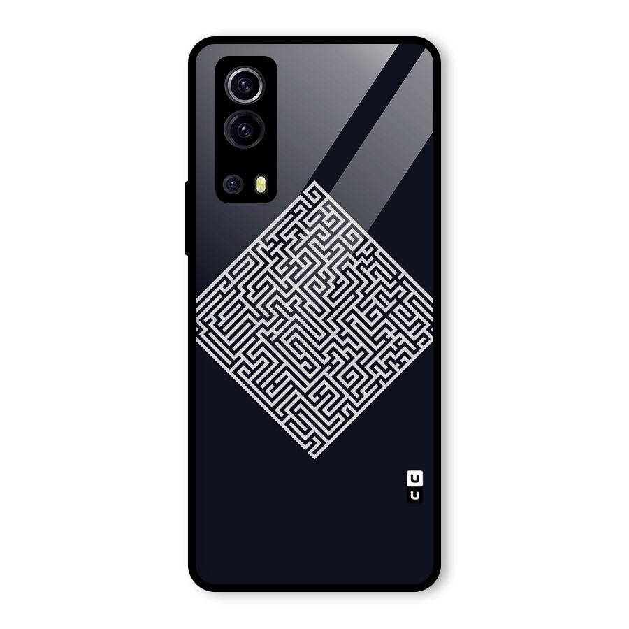 Minimal Maze Pattern Glass Back Case for Vivo iQOO Z3