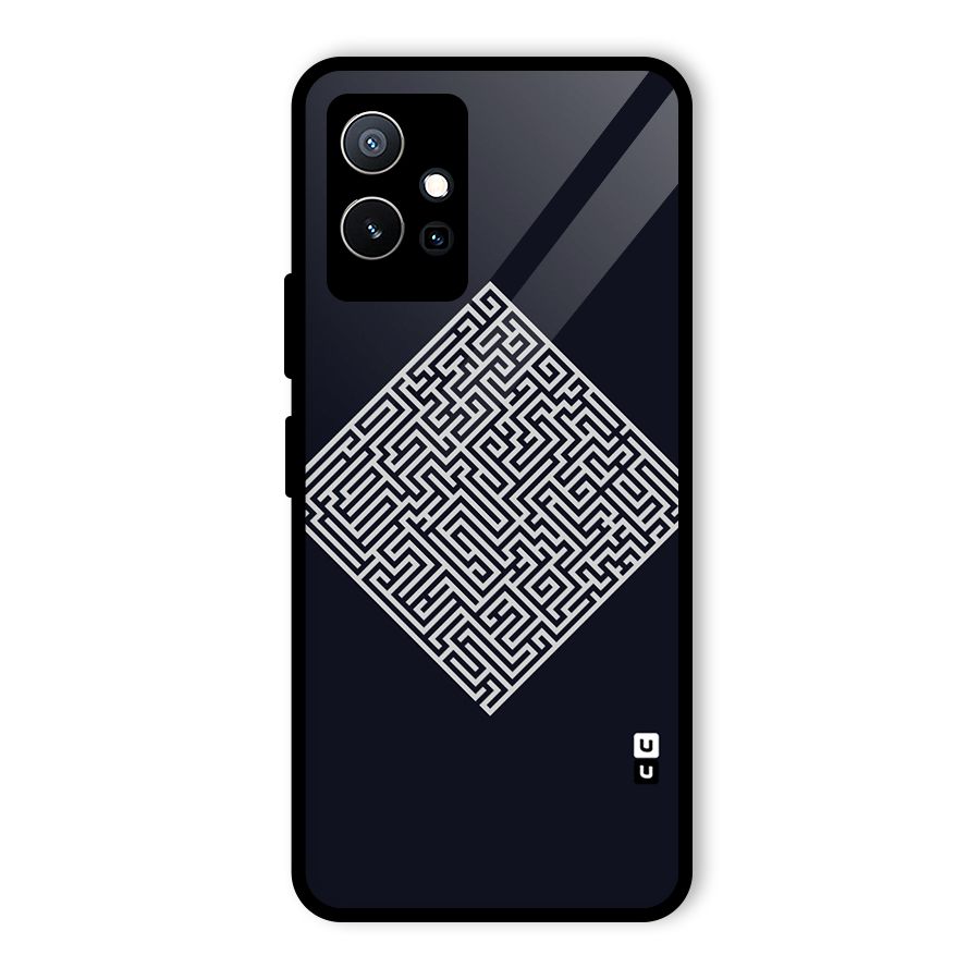 Minimal Maze Pattern Glass Back Case for Vivo iQOO Z6