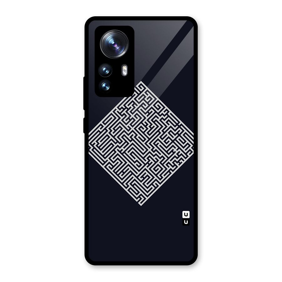 Minimal Maze Pattern Glass Back Case for Xiaomi 12 Pro