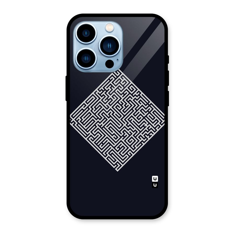 Minimal Maze Pattern Glass Back Case for iPhone 13 Pro