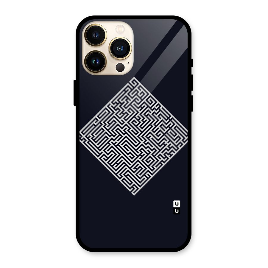 Minimal Maze Pattern Glass Back Case for iPhone 13 Pro Max