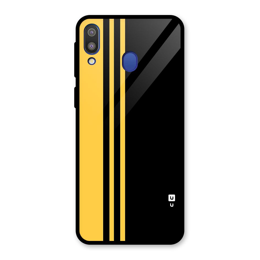 Minimal Yellow and Black Design Glass Back Case for Galaxy M20