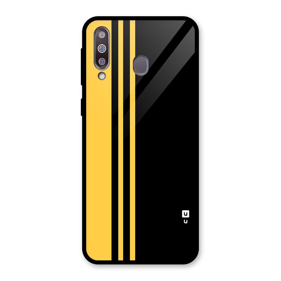 Minimal Yellow and Black Design Glass Back Case for Galaxy M30