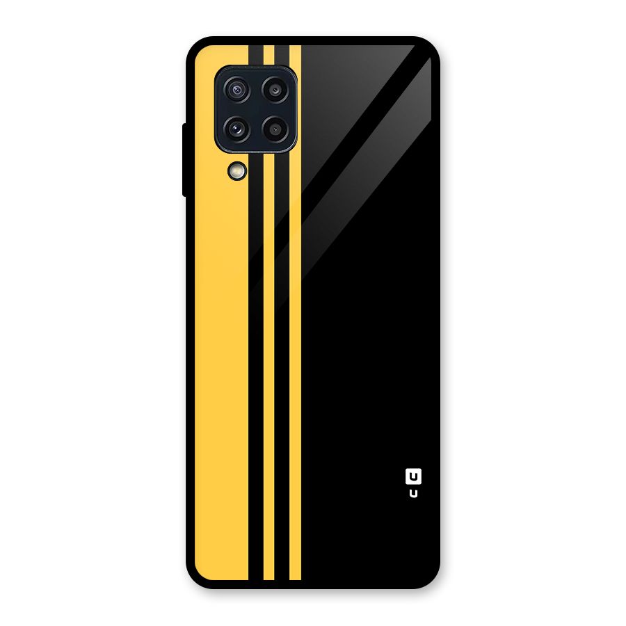 Minimal Yellow and Black Design Glass Back Case for Galaxy M32