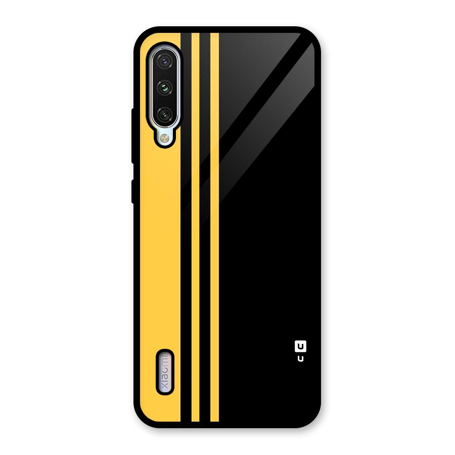 Minimal Yellow and Black Design Glass Back Case for Mi A3