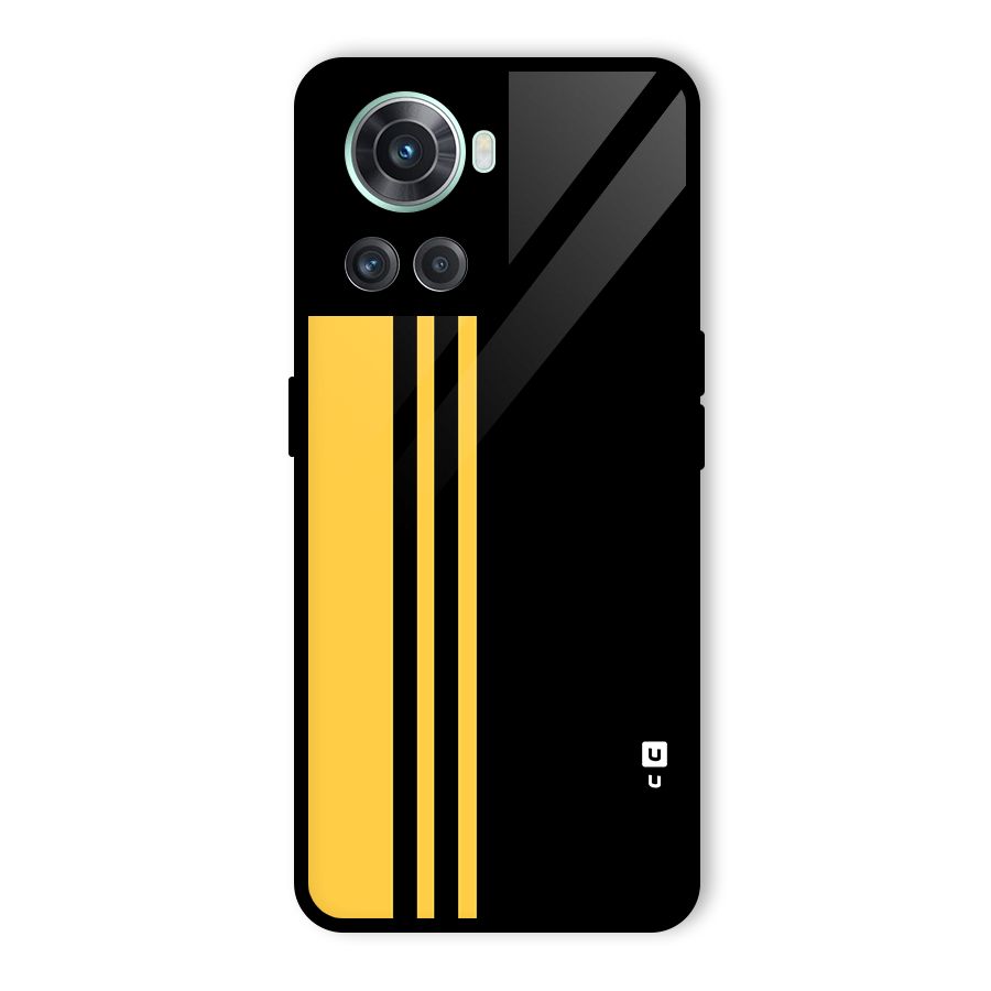 Minimal Yellow and Black Design Glass Back Case for OnePlus 10R