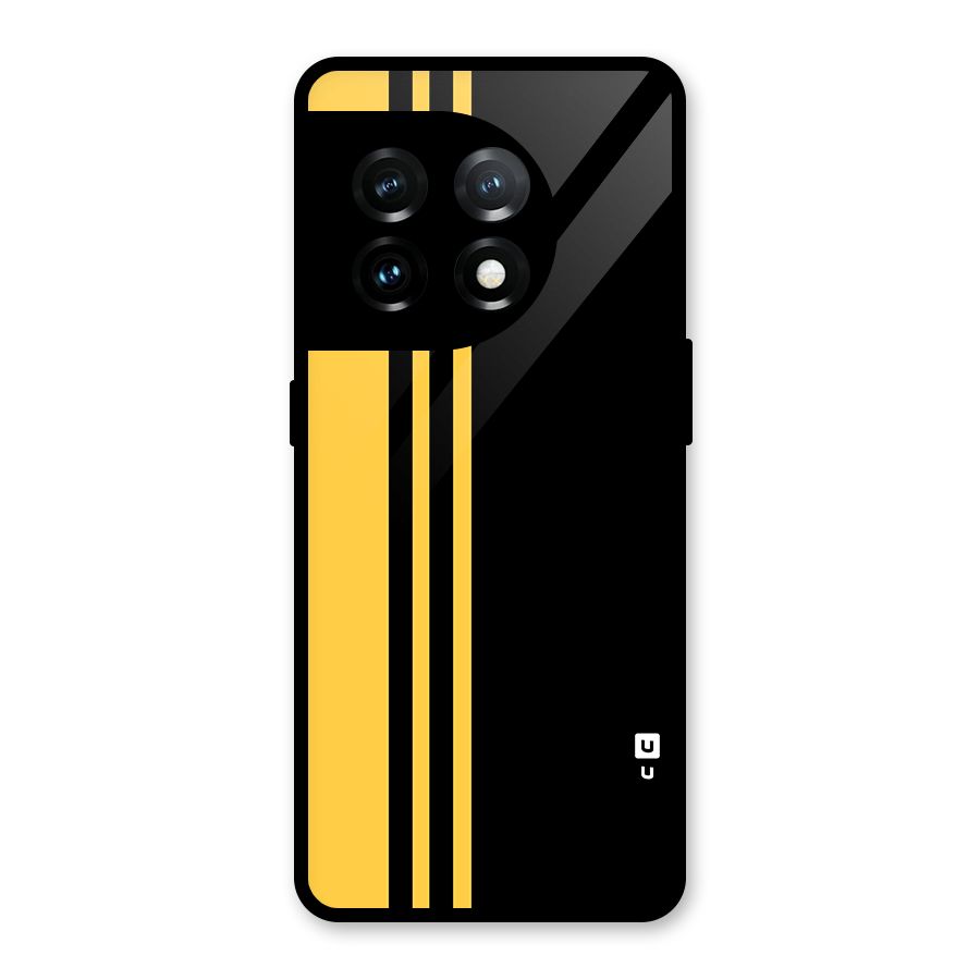 Minimal Yellow and Black Design Glass Back Case for OnePlus 11