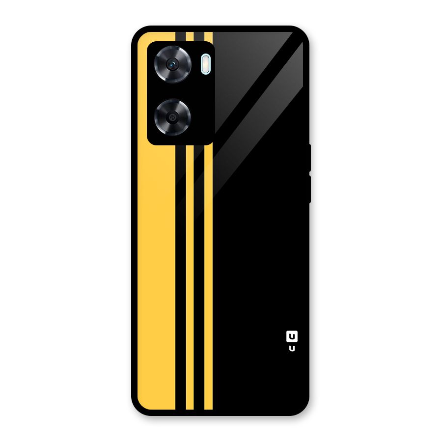 Minimal Yellow and Black Design Glass Back Case for Oppo A77