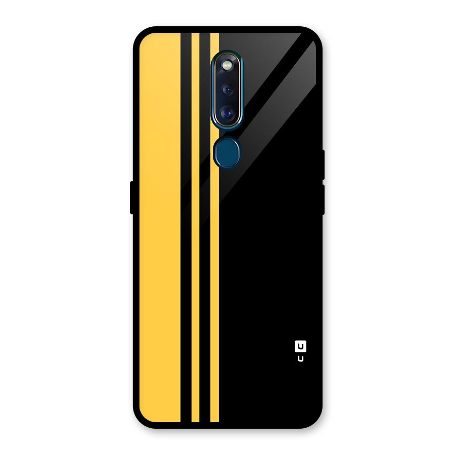 Minimal Yellow and Black Design Glass Back Case for Oppo F11 Pro