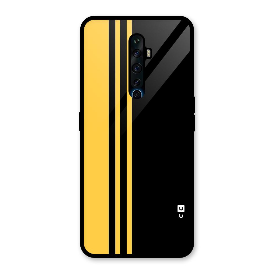 Minimal Yellow and Black Design Glass Back Case for Oppo Reno2 Z