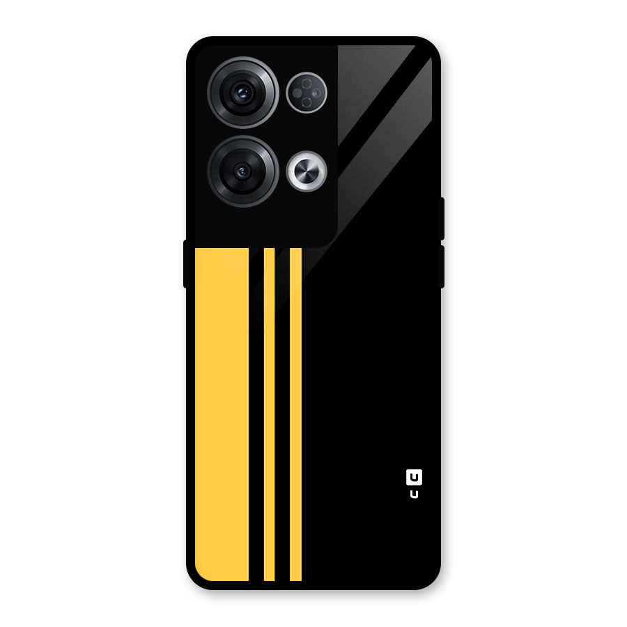 Minimal Yellow and Black Design Glass Back Case for Oppo Reno8 Pro 5G