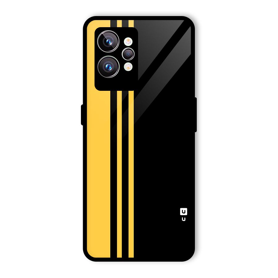 Minimal Yellow and Black Design Glass Back Case for Realme GT2 Pro