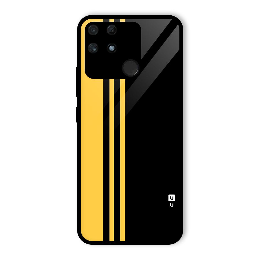 Minimal Yellow and Black Design Glass Back Case for Realme Narzo 50A