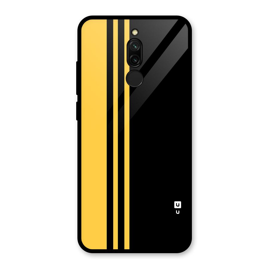 Minimal Yellow and Black Design Glass Back Case for Redmi 8