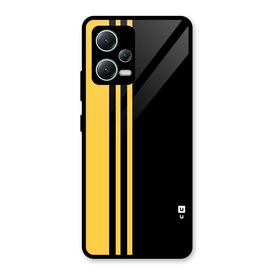 Minimal Yellow and Black Design Glass Back Case for Redmi Note 12 5G