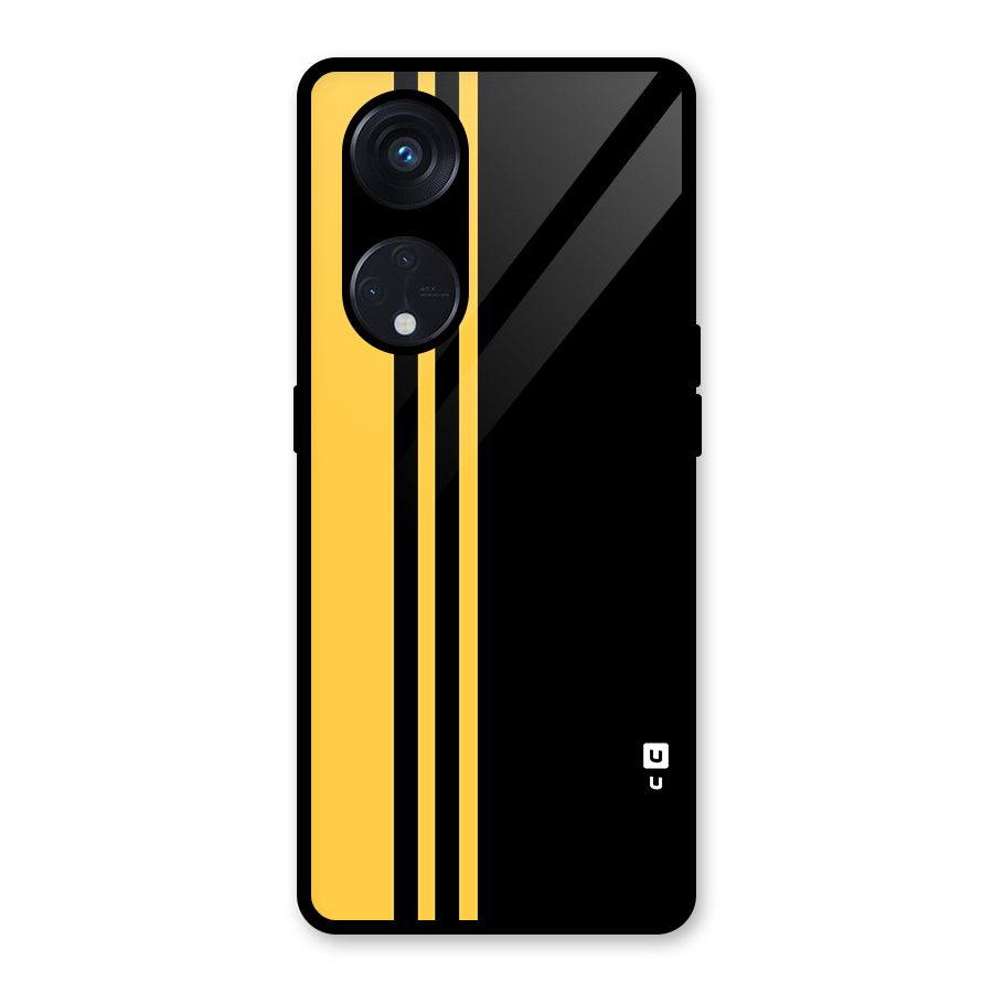 Minimal Yellow and Black Design Glass Back Case for Reno8 T 5G