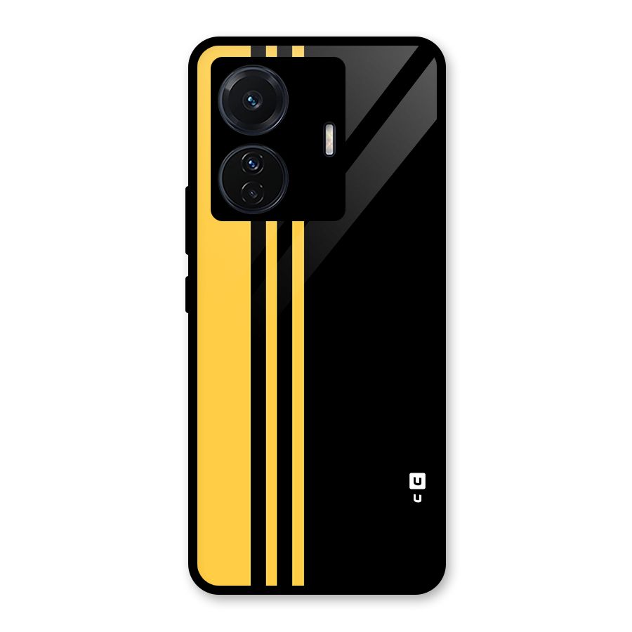 Minimal Yellow and Black Design Glass Back Case for Vivo T1 Pro