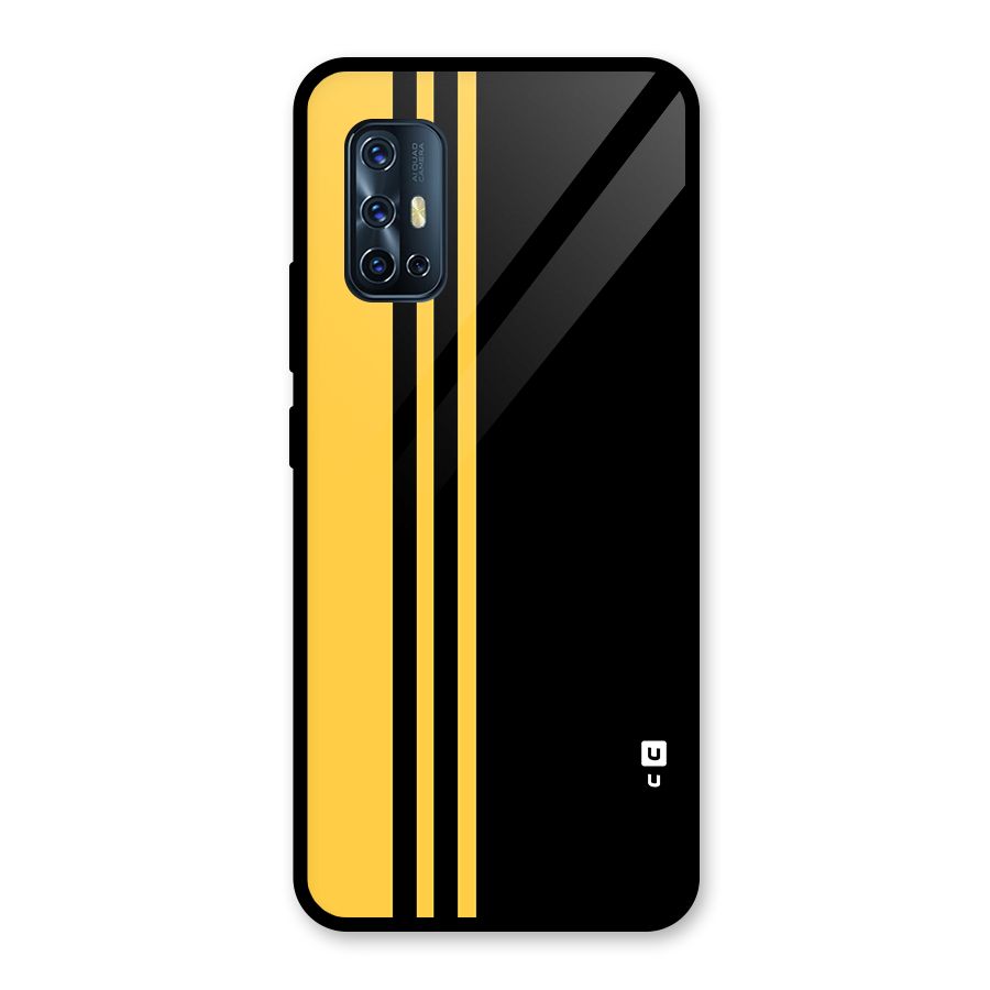 Minimal Yellow and Black Design Glass Back Case for Vivo V17