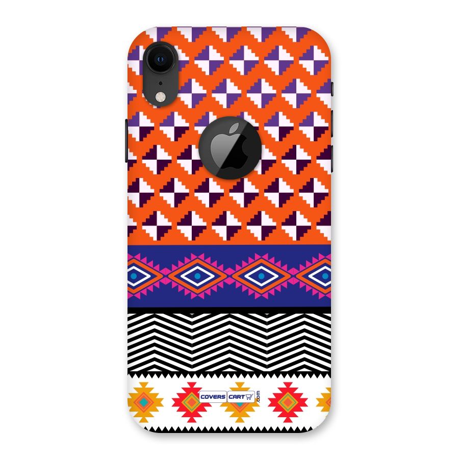 Mixed Pattern Aztec Back Case for iPhone XR Logo Cut
