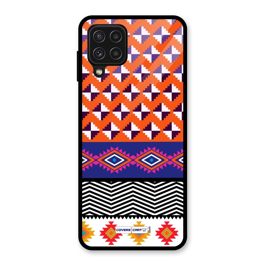 Mixed Pattern Aztec Glass Back Case for Galaxy A22 4G
