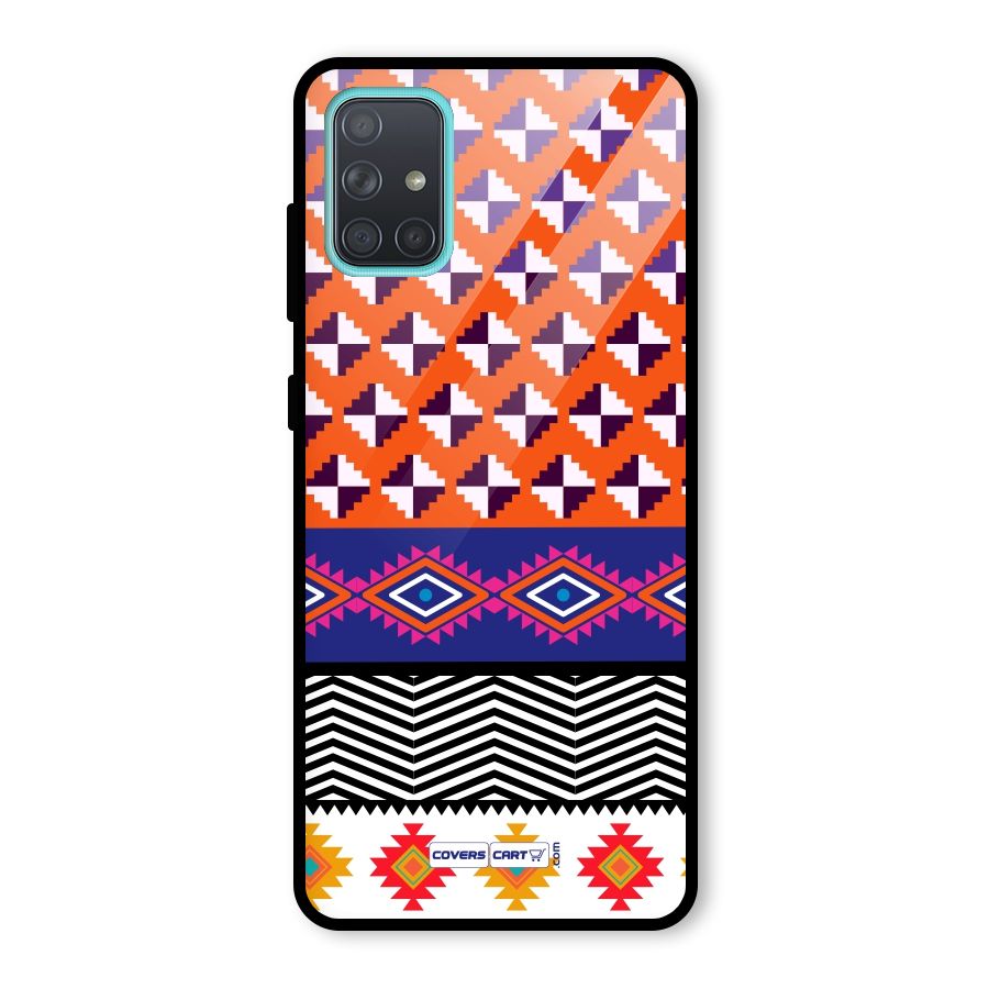 Mixed Pattern Aztec Glass Back Case for Galaxy A71