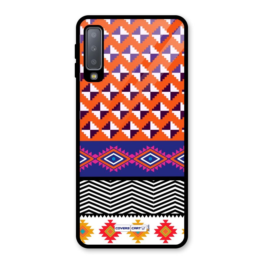 Mixed Pattern Aztec Glass Back Case for Galaxy A7 (2018)