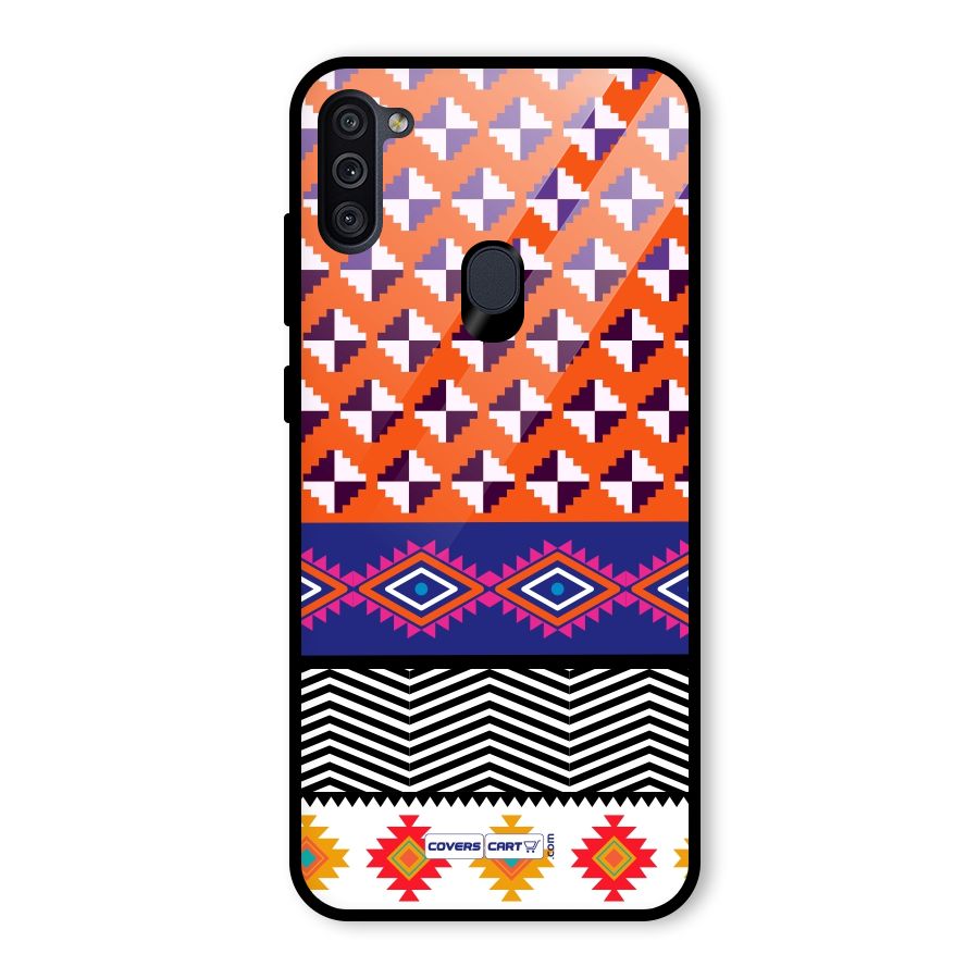 Mixed Pattern Aztec Glass Back Case for Galaxy M11