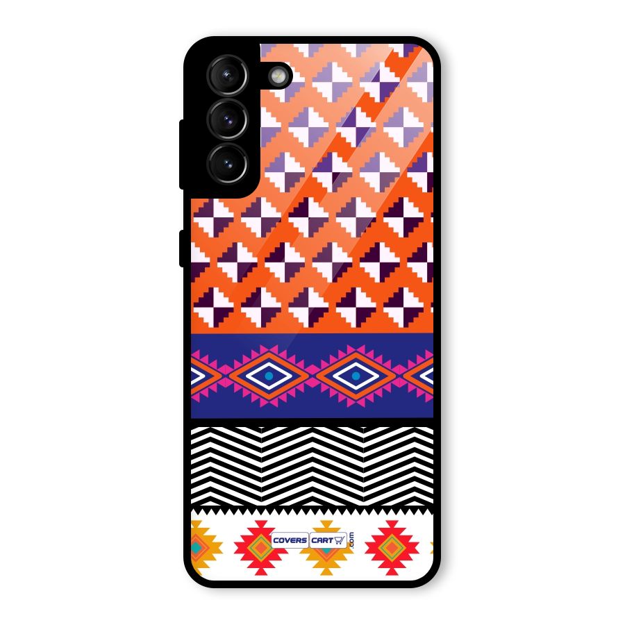 Mixed Pattern Aztec Glass Back Case for Galaxy S21 Plus