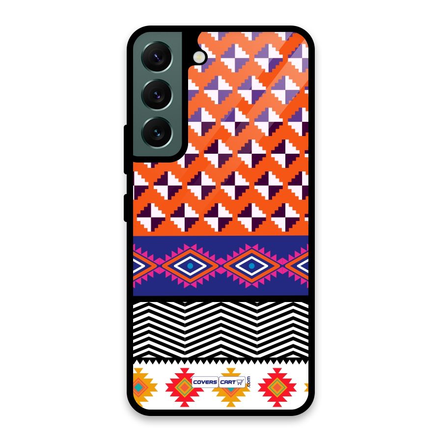 Mixed Pattern Aztec Glass Back Case for Galaxy S22 5G
