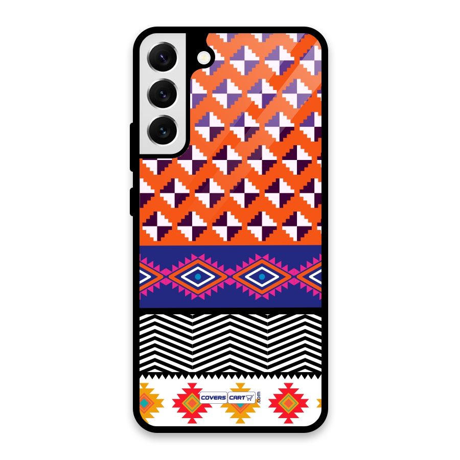 Mixed Pattern Aztec Glass Back Case for Galaxy S22 Plus 5G