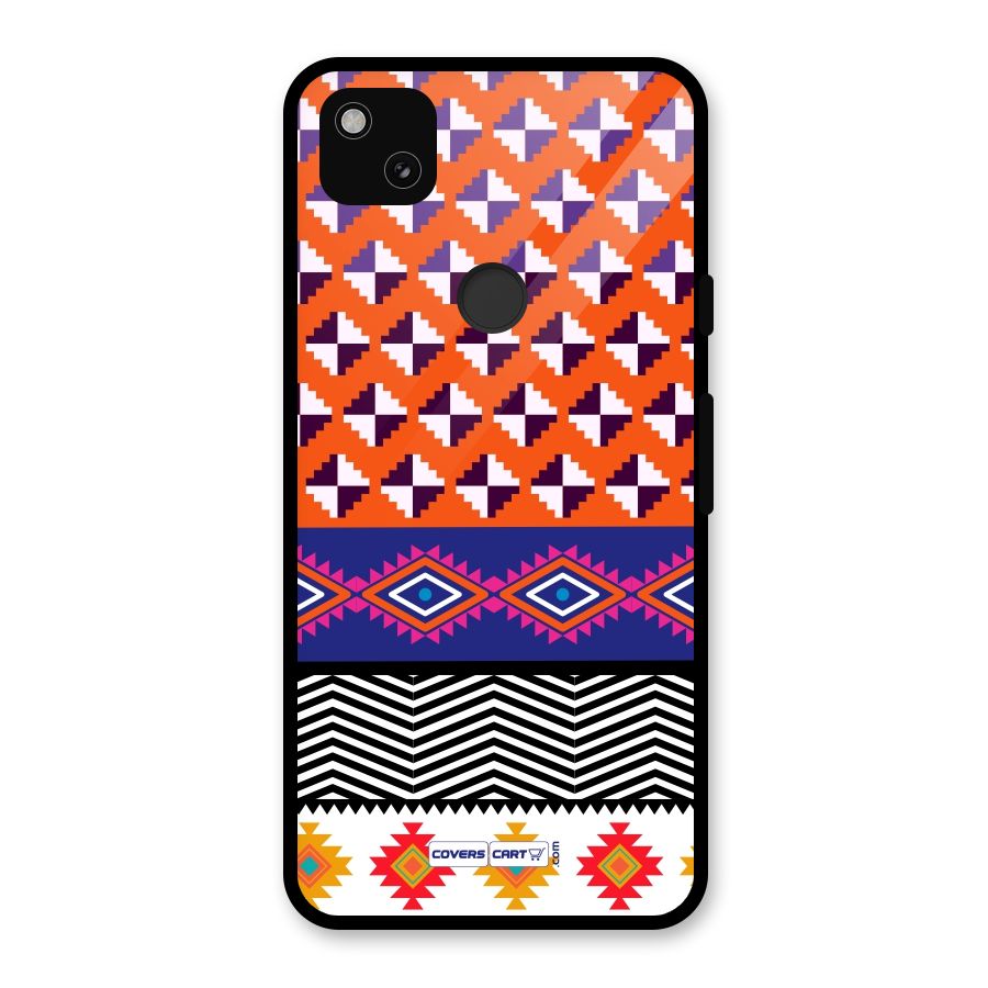 Mixed Pattern Aztec Glass Back Case for Google Pixel 4a
