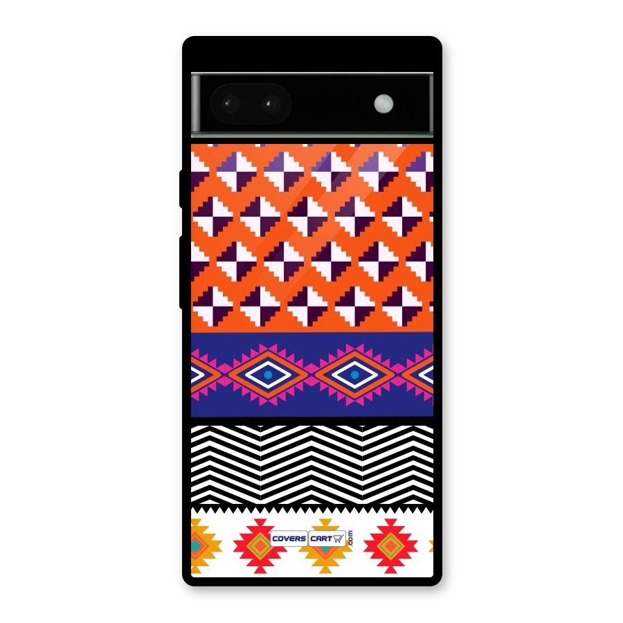Mixed Pattern Aztec Glass Back Case for Google Pixel 6a