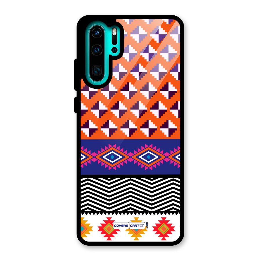 Mixed Pattern Aztec Glass Back Case for Huawei P30 Pro
