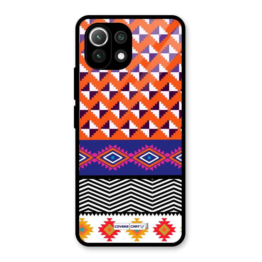 Mixed Pattern Aztec Glass Back Case for Mi 11 Lite