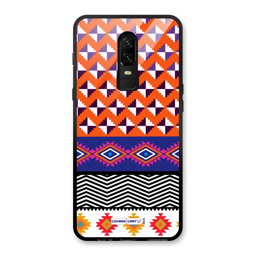 Mixed Pattern Aztec Glass Back Case for OnePlus 6
