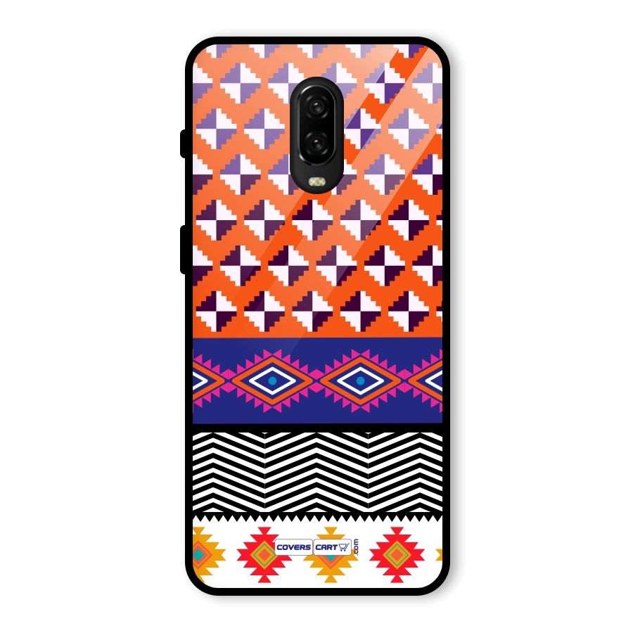 Mixed Pattern Aztec Glass Back Case for OnePlus 6T