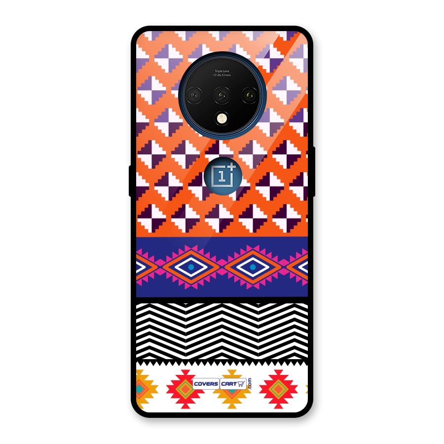 Mixed Pattern Aztec Glass Back Case for OnePlus 7T
