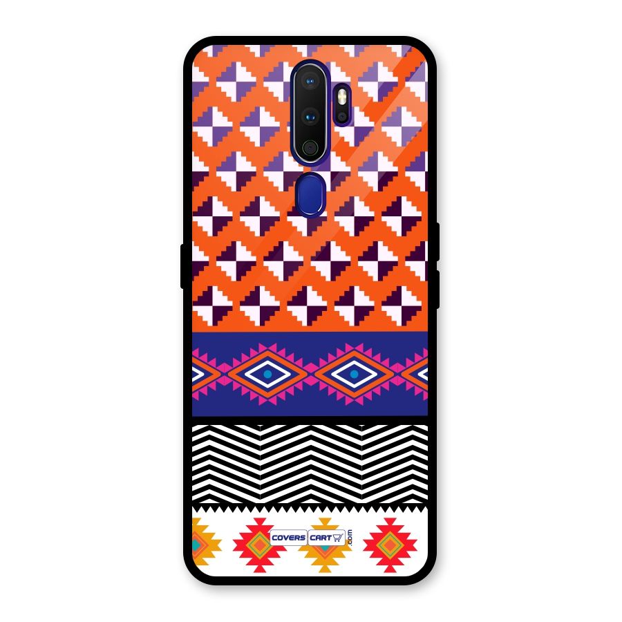 Mixed Pattern Aztec Glass Back Case for Oppo A9 (2020)
