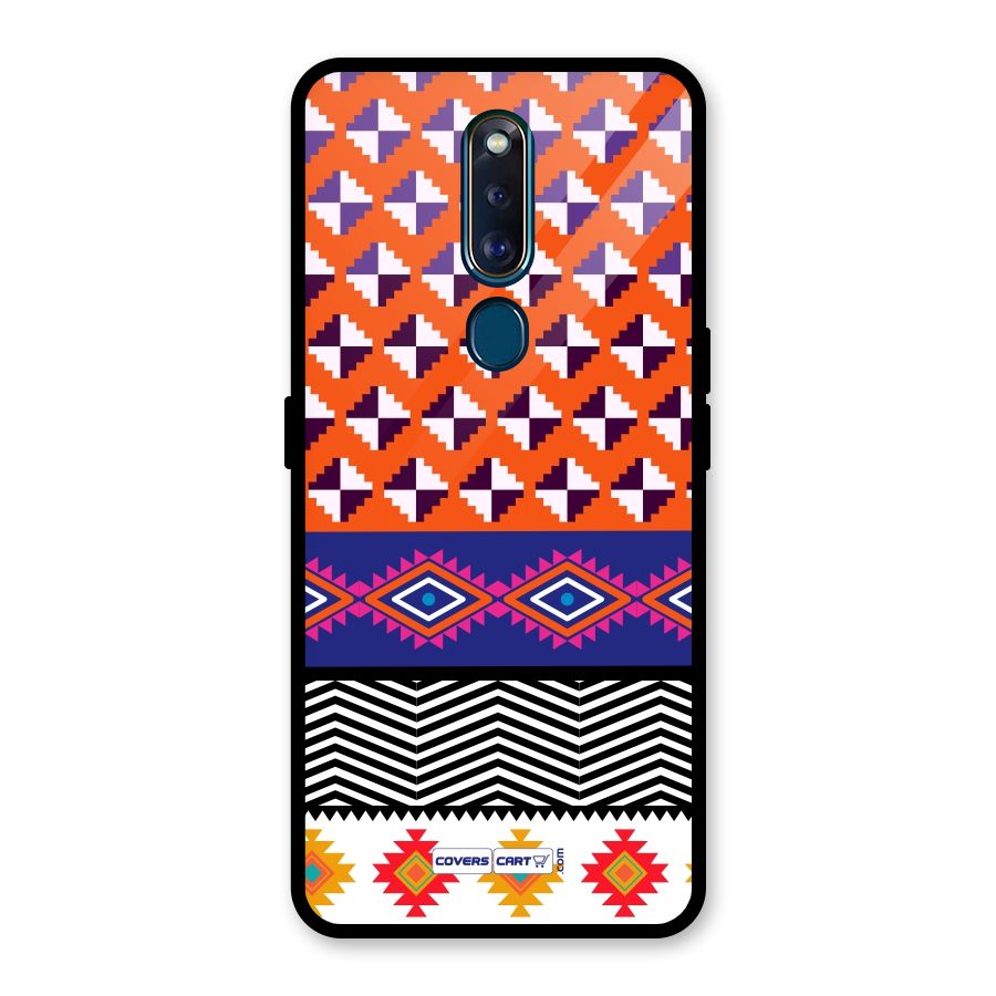 Mixed Pattern Aztec Glass Back Case for Oppo F11 Pro