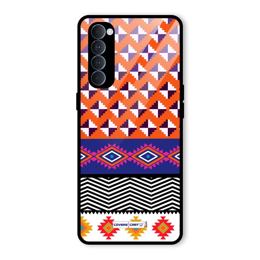 Mixed Pattern Aztec Glass Back Case for Oppo Reno4 Pro