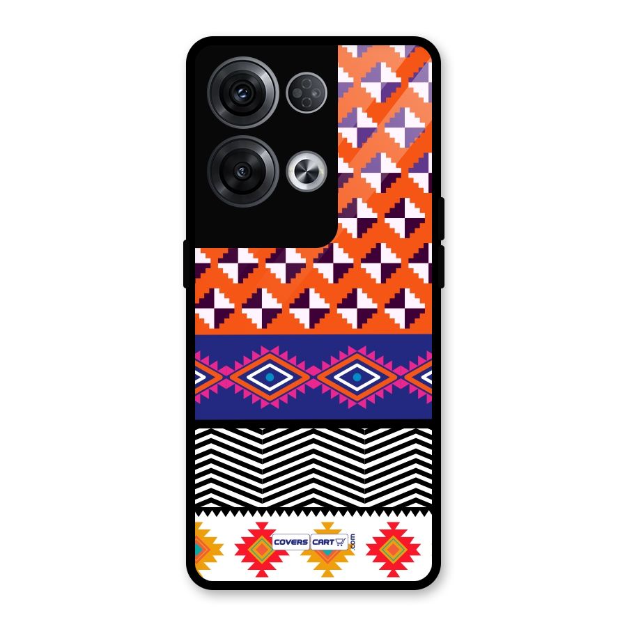 Mixed Pattern Aztec Glass Back Case for Oppo Reno8 Pro 5G