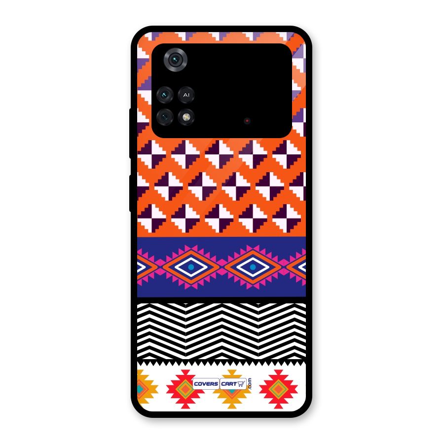 Mixed Pattern Aztec Glass Back Case for Poco M4 Pro 4G