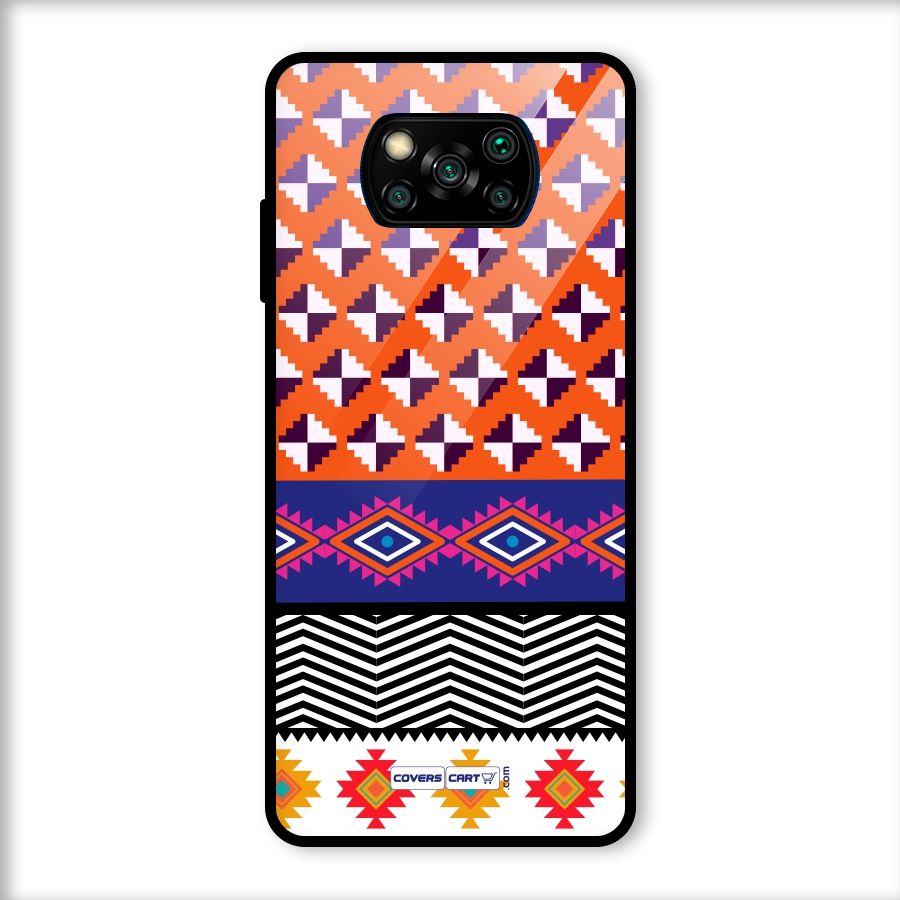 Mixed Pattern Aztec Glass Back Case for Poco X3