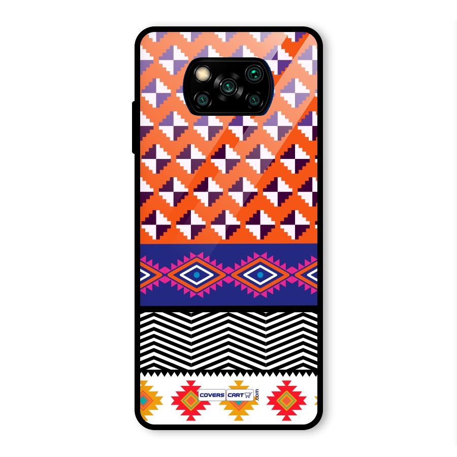 Mixed Pattern Aztec Glass Back Case for Poco X3 Pro