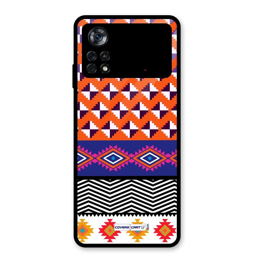Mixed Pattern Aztec Glass Back Case for Poco X4 Pro 5G