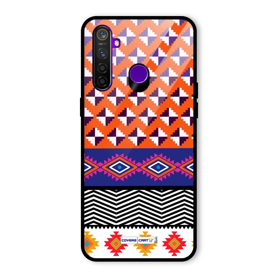 Mixed Pattern Aztec Glass Back Case for Realme 5 Pro