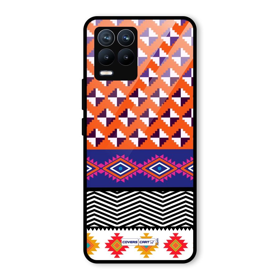 Mixed Pattern Aztec Glass Back Case for Realme 8 Pro