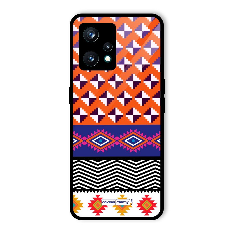 Mixed Pattern Aztec Glass Back Case for Realme 9 Pro Plus 5G
